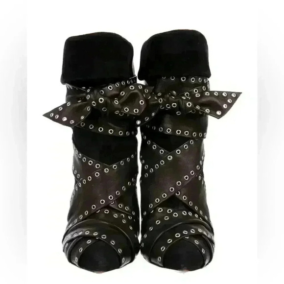 ISABEL MARANT Black Studded Leather Aleen Ankle Boots 38 - Picture 1 of 8